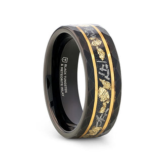 INFINIA Black Tungsten Band with Meteorite Inlay - 8mm - Thorsten Rings