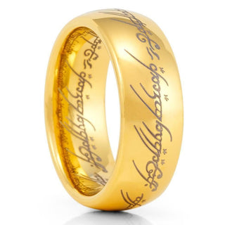 LOTR Lord Of The Rings Gold Plated Tungsten Ring The One Engraved Sauron's Band - 4mm - 10mm - Thorsten Rings