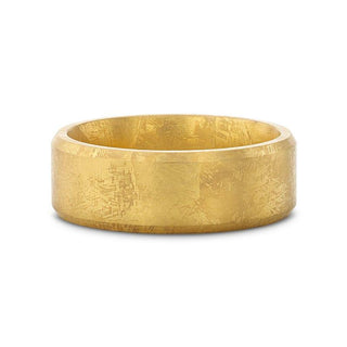 MUSE Flat Gold Plated Titanium Ring with Beveled Edges and Meteorite Pattern - 8mm - Thorsten Rings