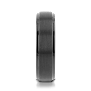 ORION Flat Black Tungsten Ring with Brushed Raised Center & Polished Step Edges - 6mm - 8mm - Thorsten Rings