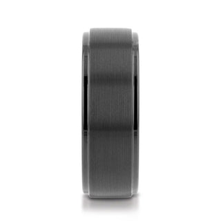 ORION Flat Black Tungsten Ring with Brushed Raised Center & Polished Step Edges - 6mm - 8mm - Thorsten Rings