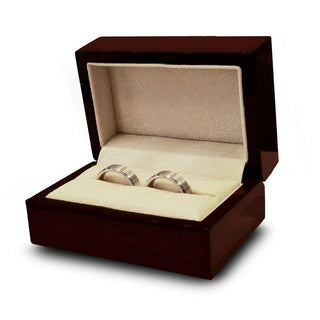 Double Ring Box Wedding Rings Holder Brown Wood Personalized Two Rings - Thorsten Rings