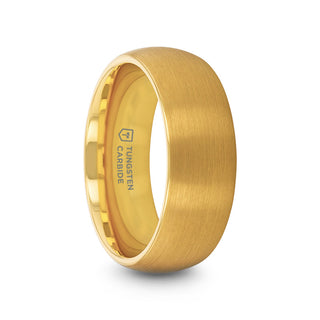 MILLER Gold Plated Tungsten Domed Ring with Brushed Finish - 8mm