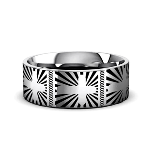 SUNBURST CROSSES on Flat Tungsten Carbide Ring