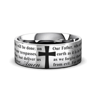 LORD'S PRAYER on Flat Classic Tungsten Carbide Ring