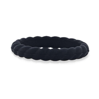 STONE Stackable Twist Silicone Ring for Women Black Comfort Fit Hypoallergenic Thorsten - 2mm - Thorsten Rings