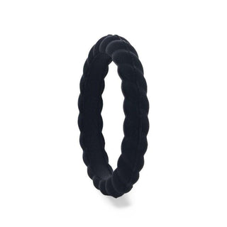 STONE Stackable Twist Silicone Ring for Women Black Comfort Fit Hypoallergenic Thorsten - 2mm - Thorsten Rings