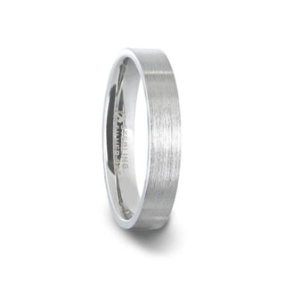 ARISTOCRAT Silver Brushed Finish Flat Style Wedding Band - 4mm & 8mm - Thorsten Rings