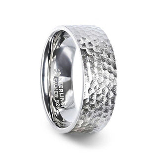 SILVERADO Silver Hammered Finish Flat Style Wedding Band - 4mm & 8mm - Thorsten Rings