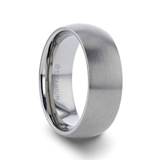 ERIS Men’s Titanium Brushed Finish Domed Wedding Band - 6mm & 8mm - Thorsten Rings