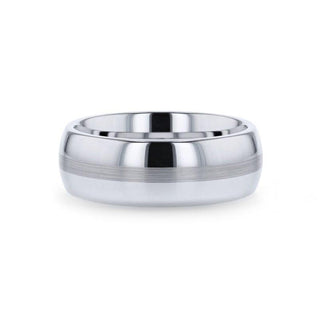 NELSON Domed Titanium Ring with Brushed Stripe - 8mm - Thorsten Rings