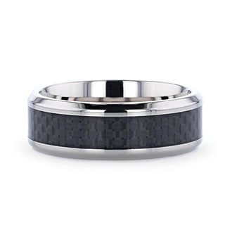 COLOSSEUM Black Carbon Fiber Inlay Titanium Wedding Band - 8mm - Thorsten Rings