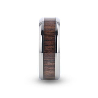 SCOTIA Beveled Titanium Ring with Black Walnut Wood Inlay - 8mm - Thorsten Rings