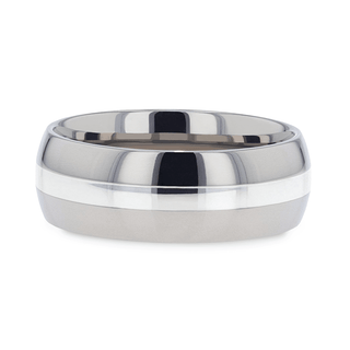 ZILVER Silver Inlay Titanium Wedding Ring with Domed Polished Edges - 6mm & 8mm - Thorsten Rings