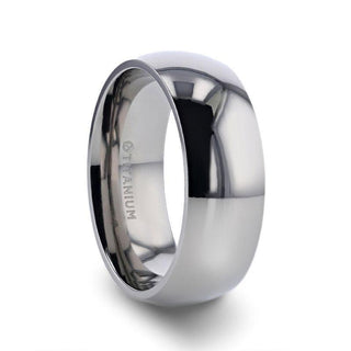 PETERSON Titanium Polished Finish Domed Men’s Wedding Band - 6mm & 8mm - Thorsten Rings