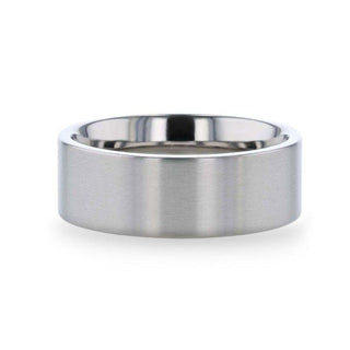 SOLAR Flat Profile Brushed Finish Men’s Titanium Wedding Band - 6mm & 8mm - Thorsten Rings