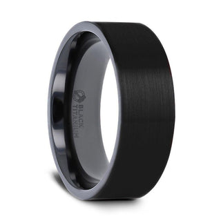 SAN BERNARDINO Brushed Finish Flat Black Titanium Men’s Wedding Band - 6mm & 8mm - Thorsten Rings