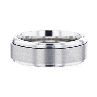 REBELLION Spinning Brushed Center Titanium Men's Wedding Band With Polished Beveled Edges - 8mm - Thorsten Rings