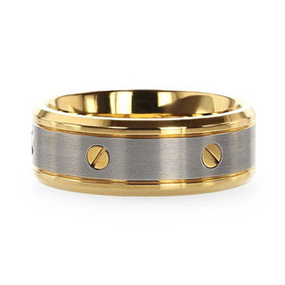 BOUNDLESS Gold-Plated Titanium Flat Brushed Center With Rotating Screw Design And Beveled Polished Edges - 8mm - Thorsten Rings
