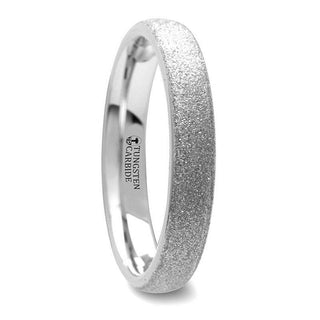 QUARTZ Domed Tungsten Carbide Ring with Sandblasted Crystalline Finish - 4mm - Thorsten Rings