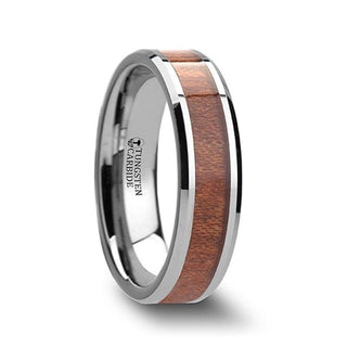 KODIAK Tungsten Wedding Band with Bevels and Rosewood Inlay - 4mm - 12mm - Thorsten Rings