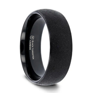 OBSIDIAN Domed Black Tungsten Carbide Ring with Sandblasted Crystalline Finish - 4mm - 8mm - Thorsten Rings