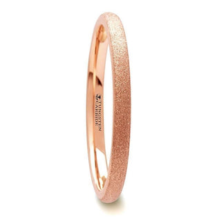 EMBER Domed Womens Rose Gold Plated Tungsten Carbide Ring with Sandblasted Crystalline Finish - 2mm - Thorsten Rings