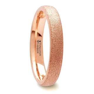 EMBER Domed Womens Rose Gold Plated Tungsten Carbide Ring with Sandblasted Crystalline Finish - 4mm - Thorsten Rings