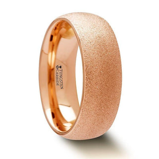 EMBER Domed Womens Rose Gold Plated Tungsten Carbide Ring with Sandblasted Crystalline Finish - 2mm - Thorsten Rings