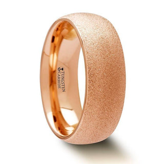 EMBER Domed Tungsten Carbide Ring with Rose Gold Plating and Sandblasted Crystalline Finish - 2mm - 8mm - Thorsten Rings