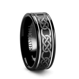 KILKENNY Black Tungsten Ring with Celtic Pattern - 8mm - Thorsten Rings