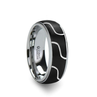 FUSION Cobalt Chrome Ring with Diagonal Pattern and Polished Edges - 8mm - Thorsten Rings