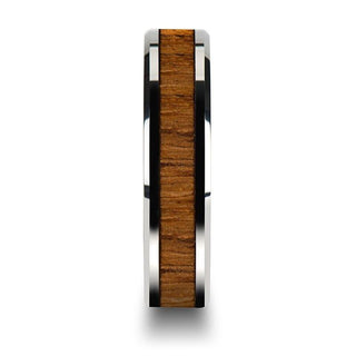 TEKKU Wood Tungsten Ring with Polished Bevels and Teak Wood Inlay - 6mm - 10mm - Thorsten Rings