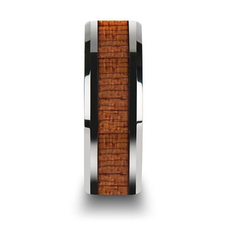 CONGO Tungsten Wedding Band with Polished Bevels and African Sapele Wood Inlay - 6mm - 10mm - Thorsten Rings