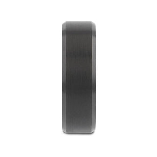 ELISE Black Tungsten Ring with Polished Beveled Edges and Brush Finished Center - 4mm - 10mm - Thorsten Rings