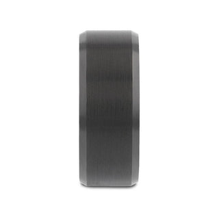 ELISE Black Tungsten Ring with Polished Beveled Edges and Brush Finished Center - 4mm - 10mm - Thorsten Rings