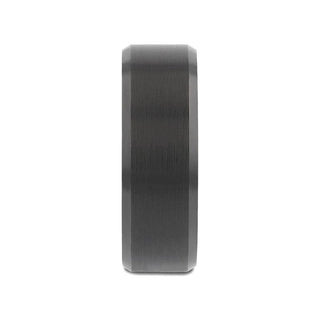 ELISE Black Tungsten Ring with Polished Beveled Edges and Brush Finished Center - 4mm - 10mm - Thorsten Rings