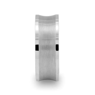 TREVICO Brushed Concave Tungsten Ring with Flat Polished Edges - 8mm - Thorsten Rings