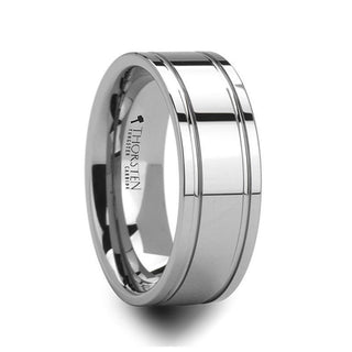 ANCHORAGE Men’s Tungsten Wedding Band with Dual Offset Grooves - 6mm or 8mm - Thorsten Rings