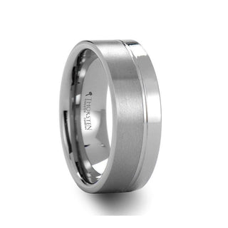 DALLAS Single Offset Groove Tungsten Ring – 8mm - Thorsten Rings