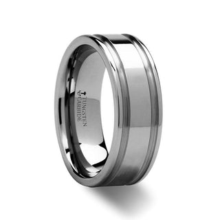 MOSCOW Tungsten Carbide Band with Dual Offset Brushed Grooves - 8mm - Thorsten Rings