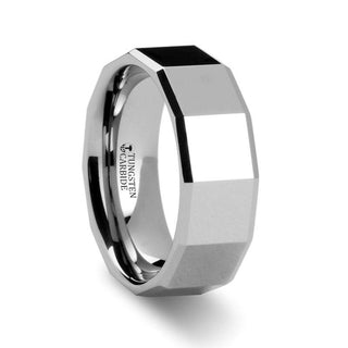COLUMBUS Tungsten Carbide Ring with Square Facets - 8mm - Thorsten Rings