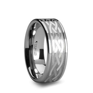 PAETUS Flat Dual Offset Grooved Tungsten Ring with Celtic Design - 8mm & 10mm - Thorsten Rings