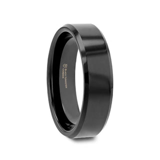 VIENNA Beveled Black Tungsten Band - 4mm - 6mm - Thorsten Rings