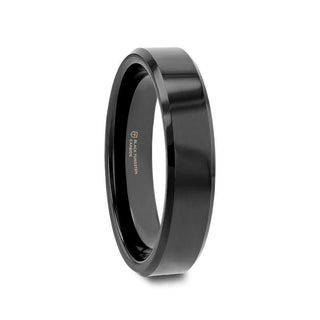 VIENNA Beveled Black Tungsten Band - 4mm - 6mm - Thorsten Rings