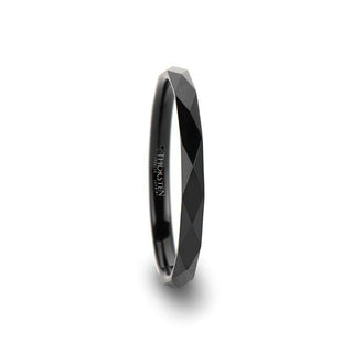 AEON Black Tungsten Wedding Band with 288 Diamond Facets - 2mm - 8mm - Thorsten Rings