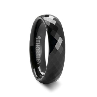 AEON Black Tungsten Wedding Band with 288 Diamond Facets - 2mm - 8mm - Thorsten Rings