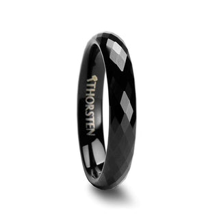 AEON Black Tungsten Wedding Band with 288 Diamond Facets - 2mm - 8mm - Thorsten Rings