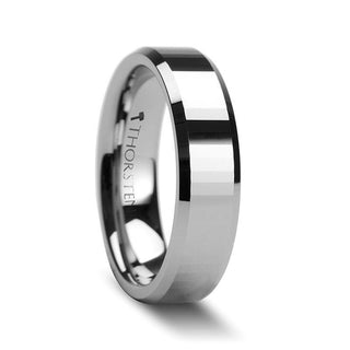 TEREZZA Beveled Tungsten Carbide Wedding Ring with Narrow Rectangular Facets - 4mm & 6mm - Thorsten Rings