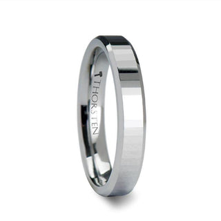 TEREZZA Beveled Tungsten Carbide Wedding Ring with Narrow Rectangular Facets - 4mm & 6mm - Thorsten Rings